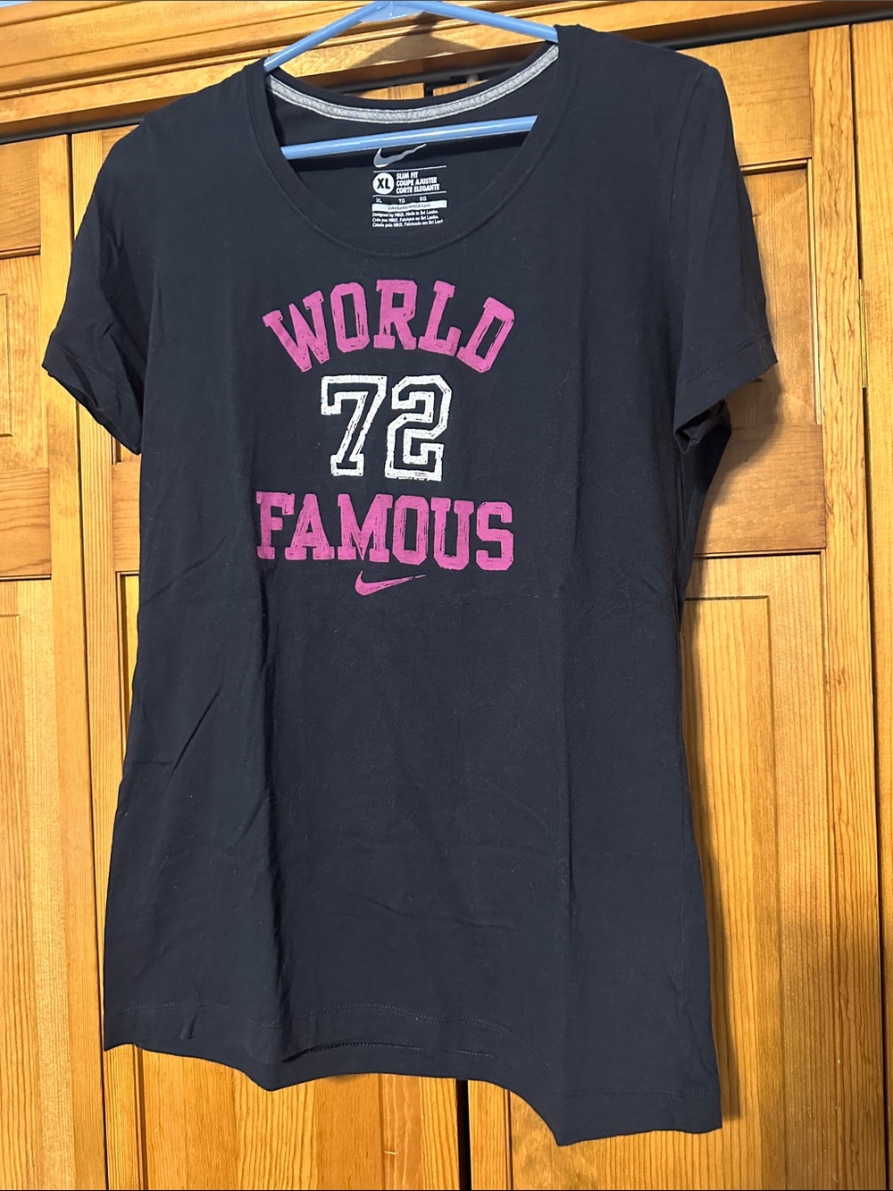 Nike Women's Black Tee with Pink Graphics
